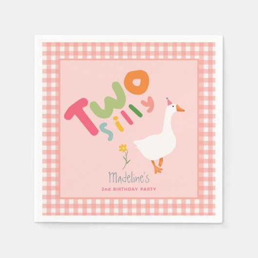 Meisjes Roze Twee Gekke Gans Tweede Verjaardag Servet (Voorkant)