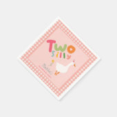 Meisjes Roze Twee Gekke Gans Tweede Verjaardag Servet (Hoek)