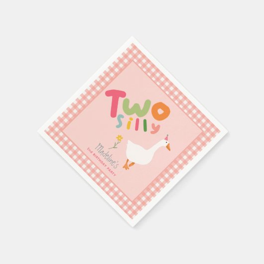 Meisjes Roze Twee Gekke Gans Tweede Verjaardag Servet (Hoek)