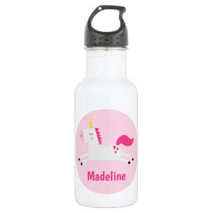 Meisjes Roze Unicorn Gepersonaliseerd Roestvrij St Waterfles