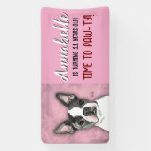 Meisjes Roze Verjaardag Party Banner Boston Terrie (Verticaal)