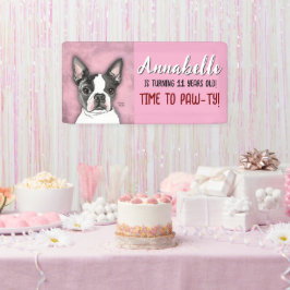 Meisjes Roze Verjaardag Party Banner Boston Terrie