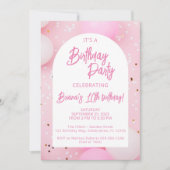 Meisjes Roze Verjaardagsfeest Kaart (Voorkant)