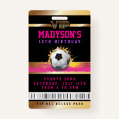 Meisjes Roze VIP VOETBAL ALL ACCESS Gold Pass Badg Badge (Voorkant)