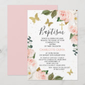 Meisjes roze vlies en goudvlinders kaart (Voorkant / Achterkant)