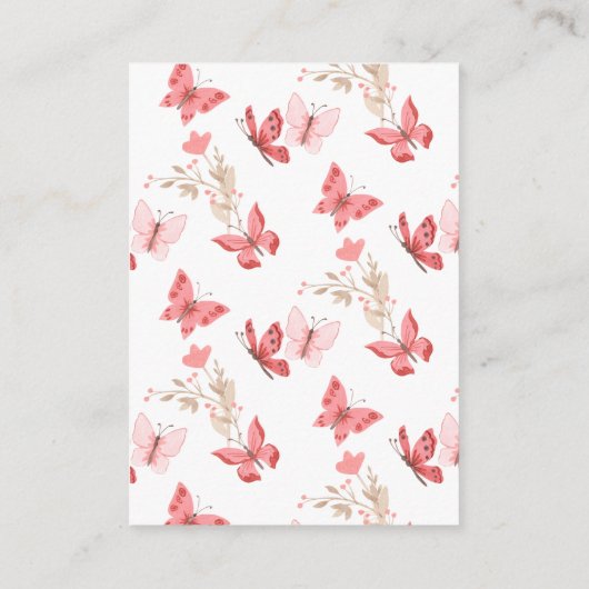 Meisjes roze vlinderboeken voor Baby Informatiekaartje (Achterkant)