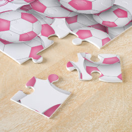 Meisjes Roze Voetbal Aangepaste Naam Legpuzzel