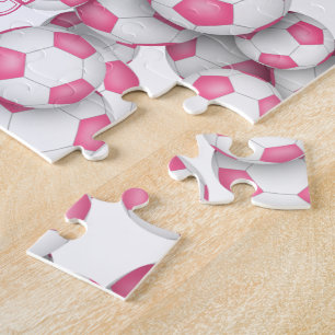 Meisjes Roze Voetbal Aangepaste Naam Legpuzzel