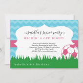 Meisjes Roze Voetbal Uitnodiging (Voorkant)