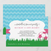 Meisjes Roze Voetbal Uitnodiging (Voorkant / Achterkant)