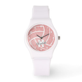 meisjes roze volleybalhorloge met monogram horloge