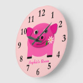 Meisjes roze wandklok op maat van naam (Hoek)