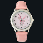 Meisjes Roze Waterverf Safari Giraffe en naam Kind Horloge<br><div class="desc">Dit schattige en schattige peuterhorloge heeft een roze waterverf giraffe,  en heeft ruimte voor u om uw kind of baby's naam toe te voegen in prachtige typografie. Bekijk de rest van ons collectie voor andere schattige roze baby safaridieren!</div>