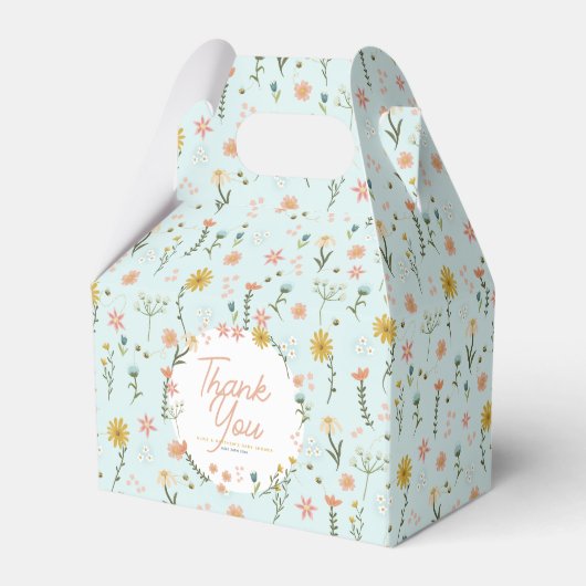 Meisjes Roze Wildflower Baby shower Bedankdoosjes (Voorkant Zijde)