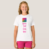 Meisjes Roze & Wit Aangepaste Afbeelding Script Te T-shirt (Voorkant volledig)