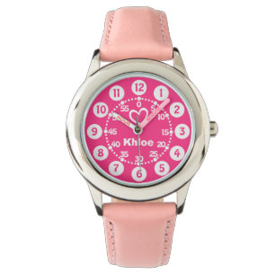 Meisjes roze & wit korte naam polshorloge horloge