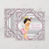 Meisjes Roze Witte Engel Meisje Baby Doop Kaart (Voorkant / Achterkant)