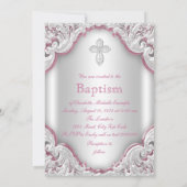 Meisjes Roze Witte Engel Meisje Baby Doop Kaart (Achterkant)