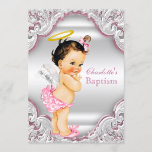 Meisjes Roze Witte Engel Meisje Baby Doop Kaart
