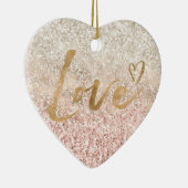 Meisjes roze witte glitz glitter-liefde keramisch ornament (Rechts)