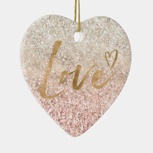 Meisjes roze witte glitz glitter-liefde keramisch ornament (Rechts)