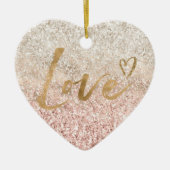 Meisjes roze witte glitz glitter-liefde keramisch ornament (Voorkant)