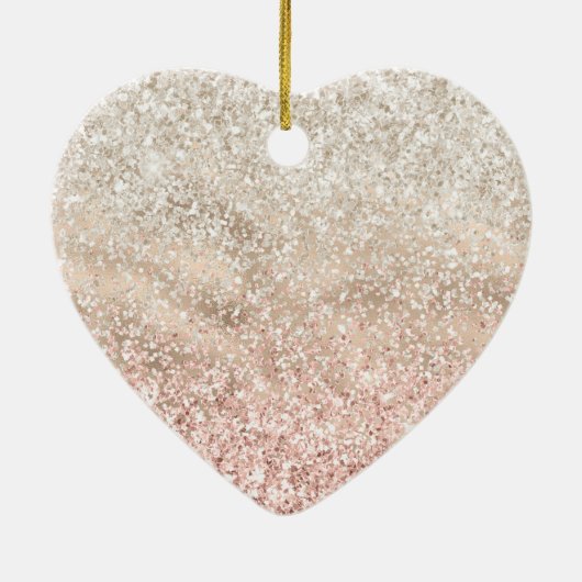 Meisjes roze witte glitz glitter-liefde keramisch ornament (Achterkant)