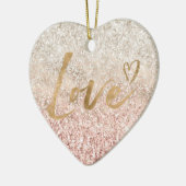Meisjes roze witte glitz glitter-liefde keramisch ornament (Links)