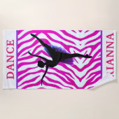Meisjes Roze Zebra Ballerina Dancer Strandlaken (Voorkant)