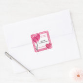 Meisjes roze Zebra Print Girl Baby shower Vierkante Sticker (Envelop)
