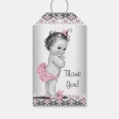Meisjes  Roze Zwart Baby shower Cadeaulabel (Achterkant)