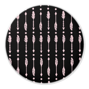 Meisjes Roze & Zwarte Pijlen Boho Chic Slaapkamer Keramische Knop