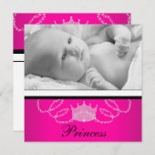 Meisjes Roze Zwarte Prinses Geboorteaankondigingen Aankondiging (Voorkant / Achterkant)