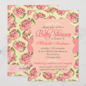 Meisjes  Rozen Baby shower Kaart (Voorkant / Achterkant)