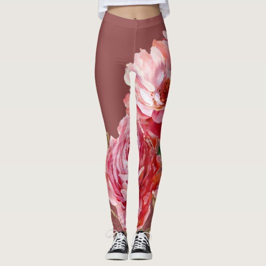 Meisjes rozen donkerdusty roze actief draag leggings (Voorkant)