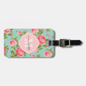Meisjes  Rozen Floral Monogram Bagagelabel (Voorkant horizontaal)