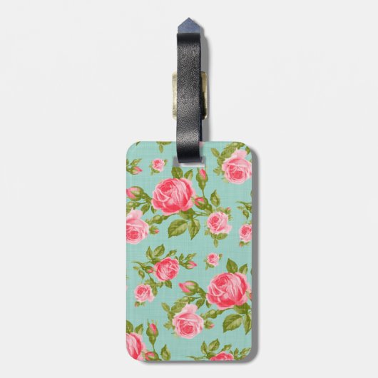 Meisjes  Rozen Floral Monogram Bagagelabel (Achterkant verticaal)