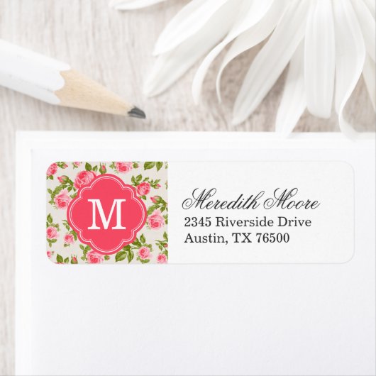 Meisjes  Rozen Floral Monogram Etiket (Insitu)
