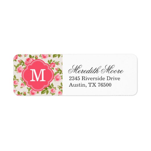 Meisjes  Rozen Floral Monogram Etiket (Voorkant)