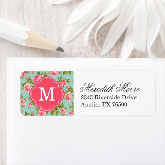 Meisjes Rozen Floral Monogram Etiket (Insitu)
