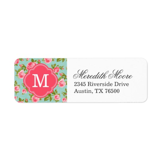 Meisjes  Rozen Floral Monogram Etiket (Voorkant)