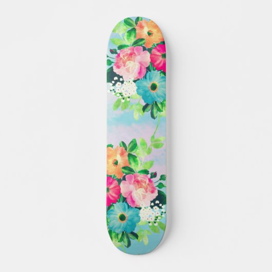 Meisjes  Rozen Floral Waterverf Verf Persoonlijk Skateboard (Voorkant)