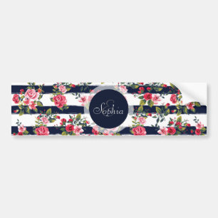 Meisjes  rozen florale waterverf strepen bumpersticker