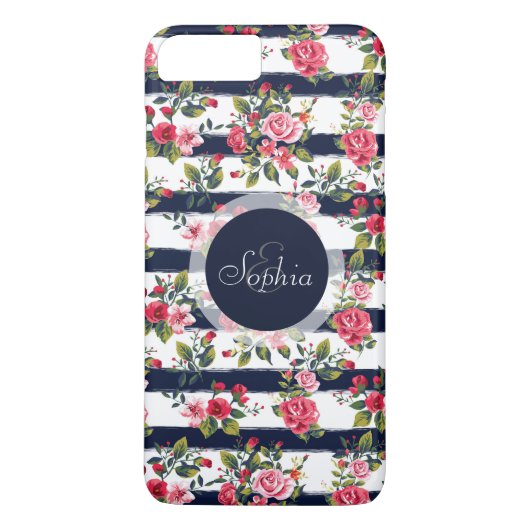 Meisjes rozen florale waterverf strepen Case-Mate iPhone case (Achterkant)
