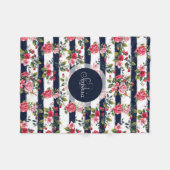 Meisjes  rozen florale waterverf strepen fleece deken (Voorkant (Horizontaal))