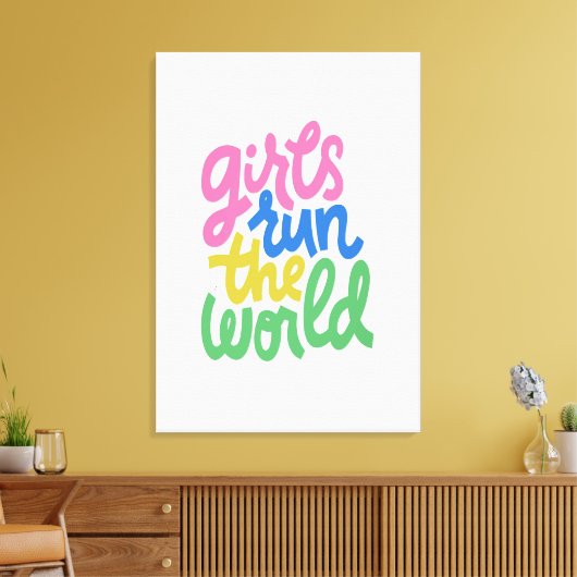 Meisjes runnen de wereld canvas afdruk (Insitu (Woonkamer))