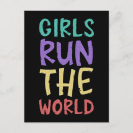 Meisjes runnen de wereld feministisch briefkaart