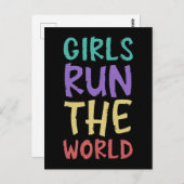 Meisjes runnen de wereld feministisch briefkaart (Voorkant / Achterkant)