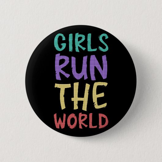 Meisjes runnen de wereld feministisch ronde button 5,7 cm (Voorkant)