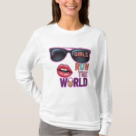 Meisjes Runnen de Wereld – Pop Art Neon Vrouwelijk T-shirt
